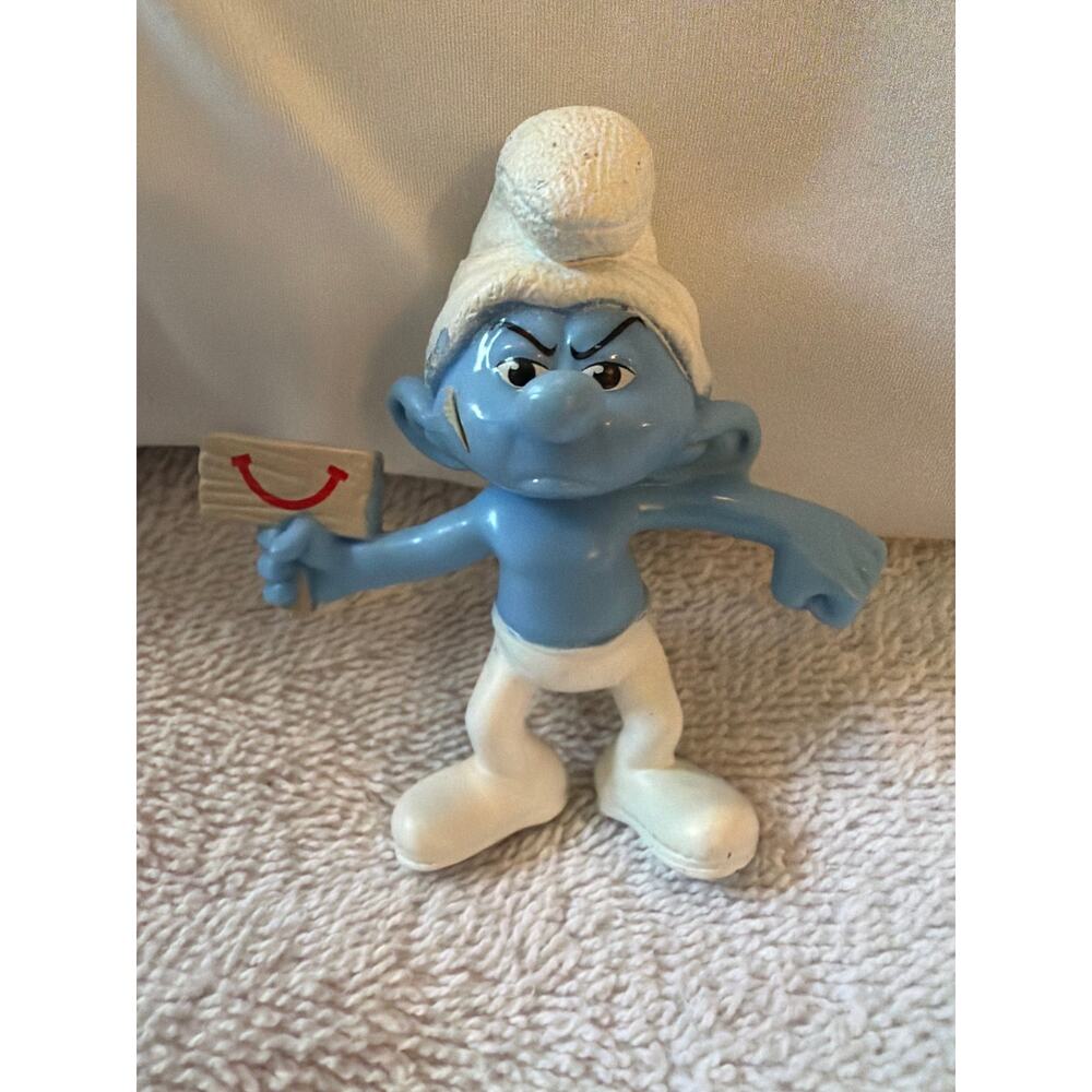 The Smurfs Grouchy Smurf PVC Figure McDonald's Happy Meal Toy 2013 Peyo